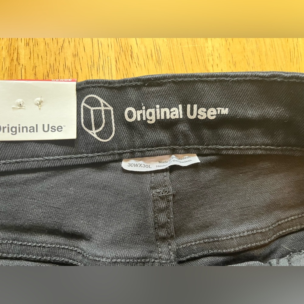 Original Use Jeans Mens 30X30 Black Slim Taper Distressed Stretch Denim NWT - Picture 4 of 12